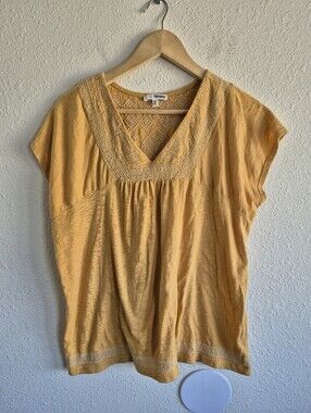 Sonoma Goods for Life Embroidered Mustard Yellow Blouse Womens Size PL